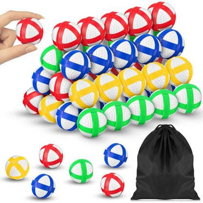 Simgoing 60 Pcs Mini Sticky Golf Balls for Fabric Dart Board, Dart Hook and Loop Balls Safe Sport Game Accessories with Storage Bag for Teens Indoor Outdoor Party Games
