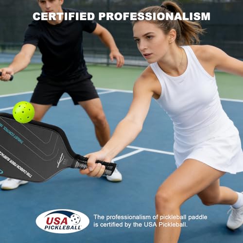 Pickleball Paddles, Multi-Layer T700 Textured Carbon Fiber Pickleball Paddle, 2-Types of Thickenesses, USAPA Approved Carbon Fiber Surface Pickle Ball Paddle, Strong Power, Stability and Spin Surface - size: 16MM