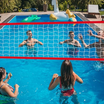 Replacement Pool Volleyball Net Adjustable Length 15ft - 25ft, Portable Volleyball Net for Outdoor Backyard Swimming Pool Beach - color: red