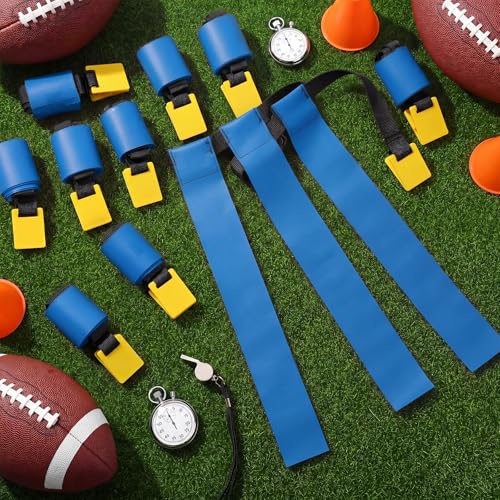 3 Flag Football Belts Flag Football Belts and Flags Adults Size Triple Flags Quick Release Sport Training Equipment - color: Blue