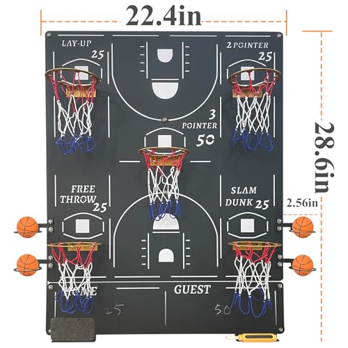 Extra Large Wall-Mounted Iron Basketball Hoop Decor 28.6x22.4in Metal Board Game Indoor Sports Game Gameroom Decor Unique Wall Art Housewarming Gift Family Night Wall Games Play on Wall