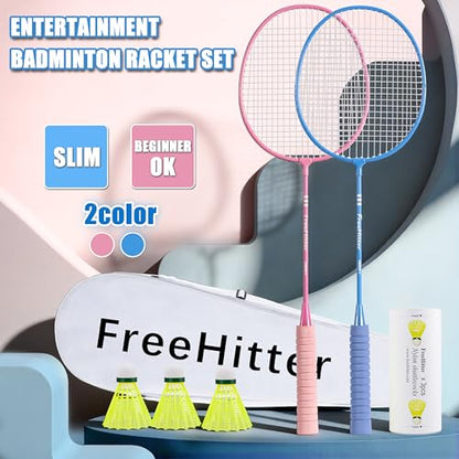 Badminton Set for Family & Beginners, Includes 2/4 Rackets 3/6 Shuttlecocks 1 Carrying Bag, Outdoor Yard Garden Park Practice Sports Game for Kids Adults
