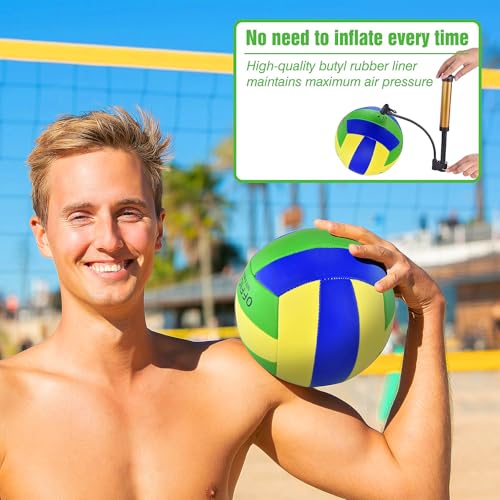 Volleyballs Official Size 5, Waterproof Soft Bulk Recreational Volley Balls with Pump and Net Bag for Indoor Outdoor Beach Pool Water Sand Game Training Match Gift for Beginner