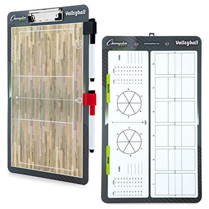 Champion Sports Large & XL Dry Erase Board For Coaching - Whiteboards for Strategizing, Techniques, Plays - 2-Sided Boards with Front Side Full Field - Backside Half Field and Lineup - color: Volleyball, style: Standard Coaches Board