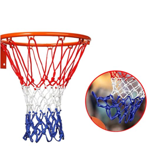 2 PCS Nylon Basketball Hoop Net 8 Loop Standard Durable Basketball Rim Replacement Net Professional Competition Kids Basketball Net White Red Blue - size: 35cm*2