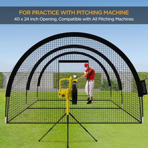 Baseball Batting Cage Net Batting Cages for Backyard Portable Pop Up Cage for Baseball and Softball with Pitching Machine Hole and Detachable Door (22ftx12ftx8ft) - size: 22ftx12ftx8ft