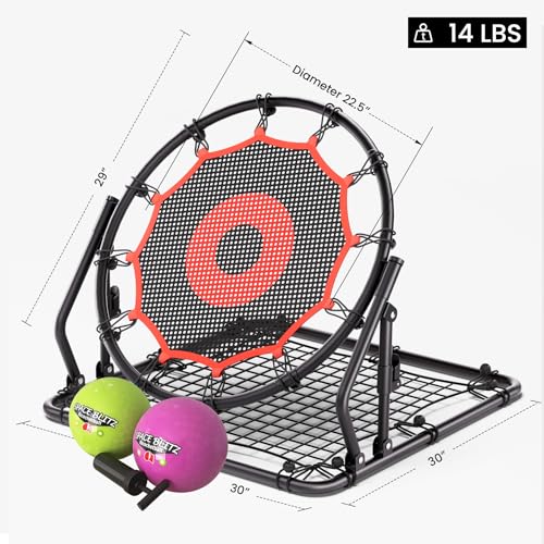 IE Sports Metal Ricochetball Game Set (Includes 2 Balls, Dual-Sided Net and Pump) Adjustable Portable Outdoor, Yard, Beach, Lawn & Camping Game - color: Red