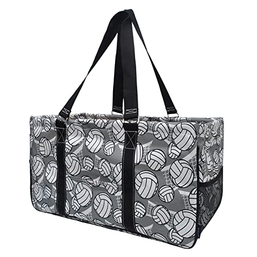 Extra Large Utility Tote Reusable Grocery Bag Oversized Collapsible for Groceries, Storage, Picnic, Beach (Volleyball-Black) - color: Volleyball-black