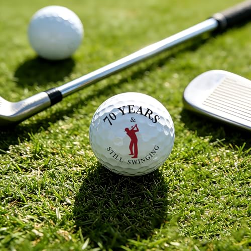 Fathers Day Dad Gifts from Daughter Son Wife, 70th Golf Gift for Grandpa Golfing Fan Husband, Golf Birthday Retirement Gifts, 70 Years Old Golf Ball Tabletop Display Stand Holders Gifts Decor 3 Tees