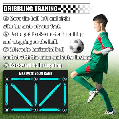 Soccer Training Equipment,Soccer Training Mat Improve Strength,Agility and Coordination,Anti-Slip Silent Absorption Soccer Footwork Training Mat,Soccer Trainer for Indoor/Outdoor Drills - style: Training Set 35*23 IN