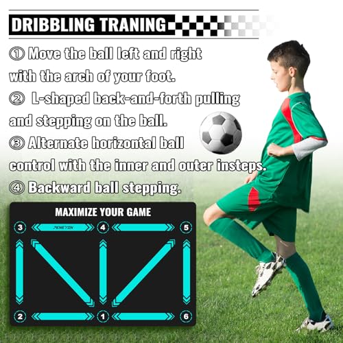 Soccer Training Equipment,Soccer Training Mat Improve Strength,Agility and Coordination,Anti-Slip Silent Absorption Soccer Footwork Training Mat,Soccer Trainer for Indoor/Outdoor Drills - style: Training Set 35*23 IN