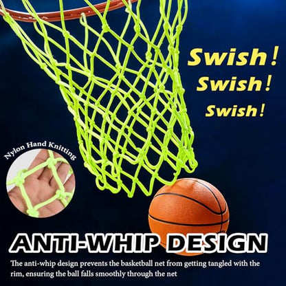 Nightlight Basketball Net, Luminous Outdoor Portable Sun Powered Sport Nylon for Pool Beach Backyard, Anti Whip