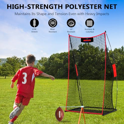 Kapler Football Kicking Net for Field Goals - 4x7FT Portable Football Net with Holder Tee - Sideline Practice for Backyard Skill Improvement