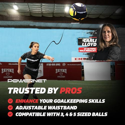 PowerNet Solo Rebounder, Adjustable Soccer Ball Skill Trainer for Kicking, Throwing & Juggling, Indoor Outdoor Soccer Training Equipment, Fits Ball Sizes 3, 4, and 5