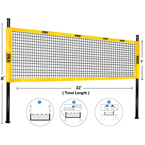 GSE Games & Sports Expert Outdoor Badminton and Volleyball Combo Set, Yard Net Game Set with Ball, Pump, Boundary Line and Carry Bag for Backyard, Beach, Lawn and Park, Family Games - color: Professional Badminton/Volleyball Set
