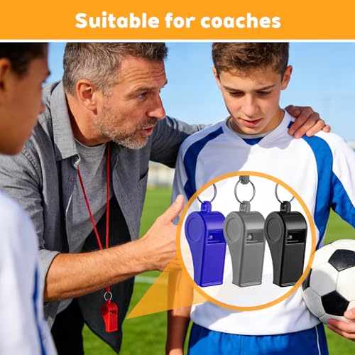 TINSKY 48 Pcs Sport Whistle with Bracelet, 6 Colors Loud Plastic Whistles for Coaches, Referees, Officials, Birthday Party Gift, Emergency Training, the 2026 World Cup Festivals
