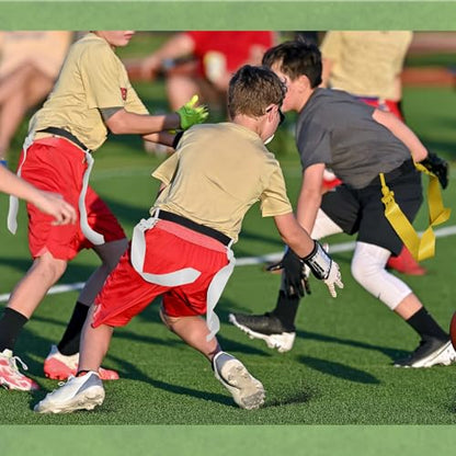 Wettarn 10/16 Player Flag Football Belts Adjustable Flag Football Set with Cones Bag for Youth Adults Kids Training Sport - color: Yellow, White