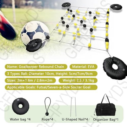 6.5 * 5.2/9.2ft Ball Deflector,Floor Matrix Ball Deflector, Goalkeeper Training Equipment + 4 Water Bags, Unpredictable Reflex Training for Reflexes and Agility 2 * 1.6m(6.5 * 5.2ft)