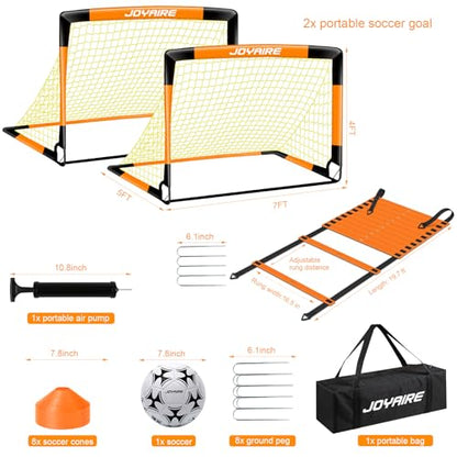 Pro-Grade Kids Backyard Soccer Goal, Tear-Resistant 5-Layer Polyester Soccer Net & 10mm Poles for Maximum Durability, 4x3ft/6x4ft/7x5ft, Pop Up Portable Soccer Training Equipment Set with Size 4 Ball - size: 7 ft x 5ft, style: Orang