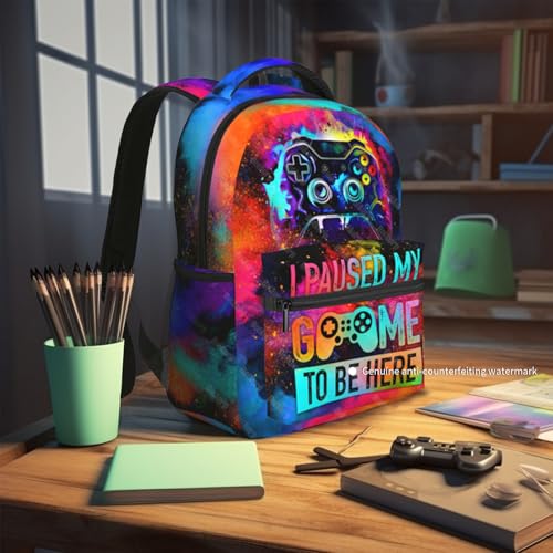 School Backpack for Boys Video Game Backpack for Kids Children Teens Elementary Middle School - Students Bookbag Ages 6-18, Game Bookbag Travel Back Pack - color: Graffiti Gamepad