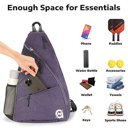 A11N SPORTS Pickleball Bag, Reversible Crossbody Sling Bag/Backpack for Women Men - color: Lavender