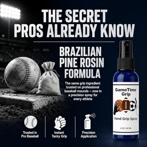 Sports Athlete Hand Grip Spray - Improved Performance, Maximize Control, and Enhance Grip - for Athletes: Pickleball, Football, Tennis, Basketball, Baseball, Golf, Pole Dancing - Natural Rosin-Based Solution