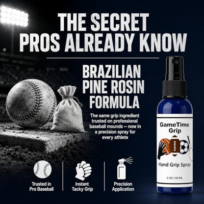 Sports Athlete Hand Grip Spray - Improved Performance, Maximize Control, and Enhance Grip - for Athletes: Pickleball, Football, Tennis, Basketball, Baseball, Golf, Pole Dancing - Natural Rosin-Based Solution