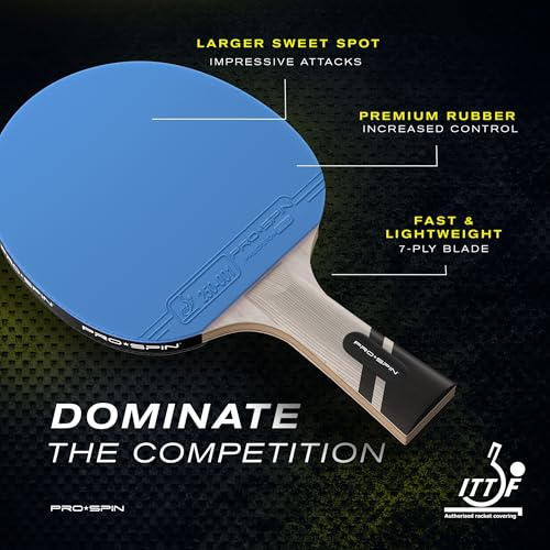 PRO-SPIN Ping Pong Paddles – ITTF Approved Professional Table Tennis Rackets with Carbon Fiber for Superior Control | 7-Ply Blade, Premium Rubber, 2.0mm Sponge - color: 2-Pack | Blue