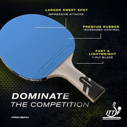 PRO-SPIN Ping Pong Paddles – ITTF Approved Professional Table Tennis Rackets with Carbon Fiber for Superior Control | 7-Ply Blade, Premium Rubber, 2.0mm Sponge - color: 2-Pack | Blue/Violet