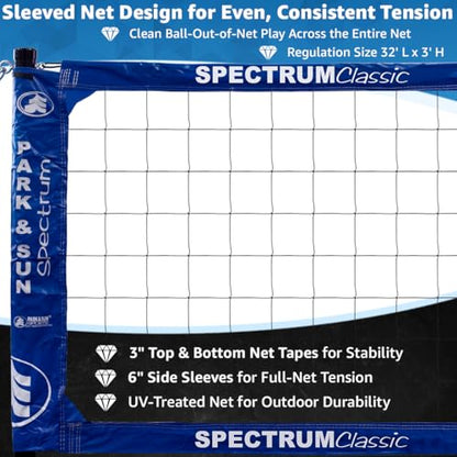 Park & Sun Sports Spectrum Classic: Adjustable Professional Outdoor Volleyball Net System - color: Denim Blue