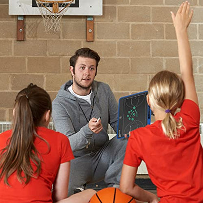 13.5'' Electronic Football Tactical Board, Basketball Coaching LCD Soccer Strategy Board With Stylus Pen, Marker Training Writing Tablet Coach Gifts - color: Basketball Blue