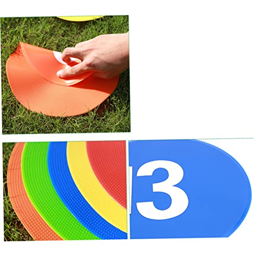 Toyvian 10Pcs Printed Soccer Markers Reusable Football Training Roadblock Plates for Use Spot Markers for Gym Class Agility Drills
