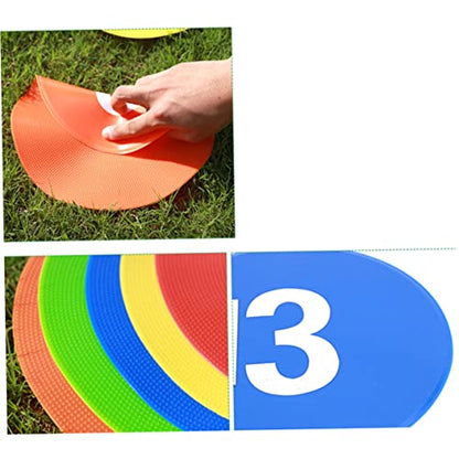 Toyvian 10Pcs Printed Soccer Markers Reusable Football Training Roadblock Plates for Use Spot Markers for Gym Class Agility Drills