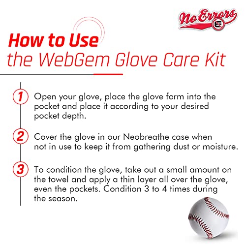 No Errors WebGem Fielder’s Glove Care System – Formation & Break-in Tool for Baseball Mitts, Holds Shape, Essential Gear, Gift for Players