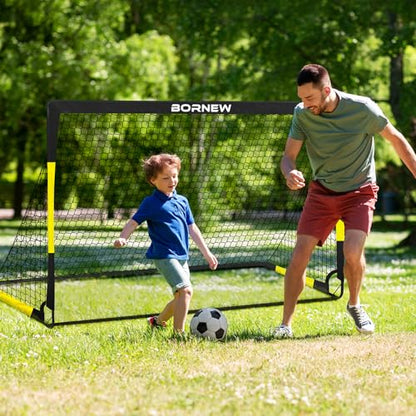 Kids Soccer Goal for Backyard Set - 2 Set of 7X5 / 6X4 ft Toddler Soccer Nets Training Equipment, Soccer Ball, Pop Up Portable Soccer Set for Kids and Youth Games and Training Goals Ages 3-16 Gift - color: 1.Black Yellow, style: 6' x 4'