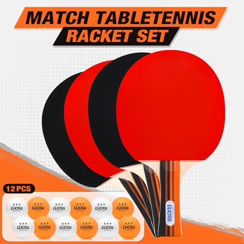 Ping Pong Paddles Set of 4, Ping Pong Paddles and Balls, Table Tennis Rackets Set Suitable for Indoor and Outdoor Games, Family Games