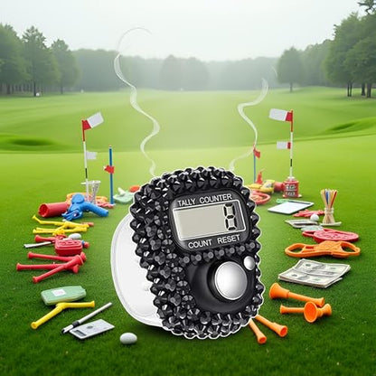 Electronic Finger Tally Counter Clicker Counter,Convenient Portable Digital Display Tally Counter,Resettable Mini Lap Counter for Golf Goods Counting Accessories,Track and Field Lap Counters - color: Black