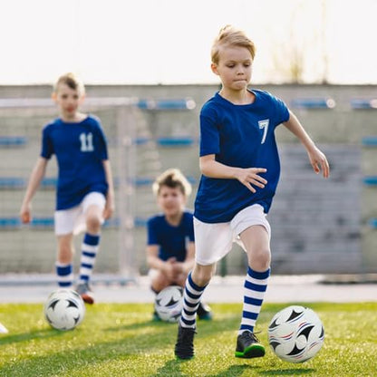 Aoneky Soccer Ball with Pump - color: 5 Pack with 1 Pump - White/Black/Blue/Red, size: 5