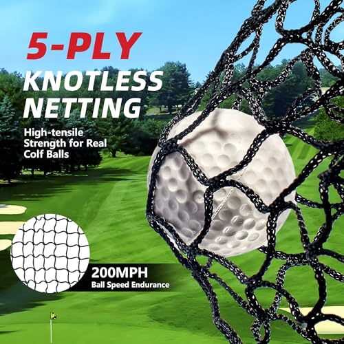 10x7ft Golf Practice Net with Chipping Target, Foldable Mat, 8 Tees & 6 Balls – All-in-One Golf Hitting Net for Backyard, Indoor Outdoor Use, Includes Carry Bag for Easy Storage