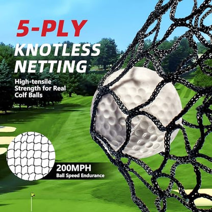 10x7ft Golf Practice Net with Chipping Target, Foldable Mat, 8 Tees & 6 Balls – All-in-One Golf Hitting Net for Backyard, Indoor Outdoor Use, Includes Carry Bag for Easy Storage
