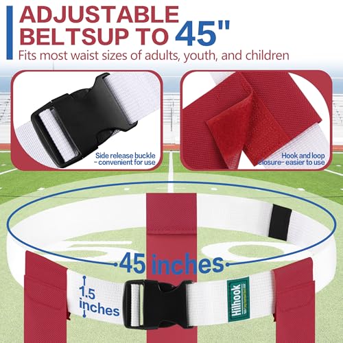 Flag Football Belts, 10/14 Player White Flag Football Sets for Youth, Kids and Adults Team Sports Training Games - color: Red and Blue