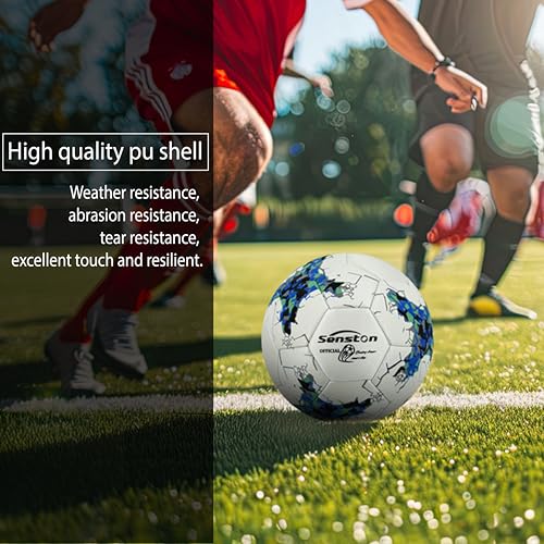 Senston Soccer Ball Size 5 -Official Match Weight-Youth & Adult Soccer Players - Air Pump Included - color: blue