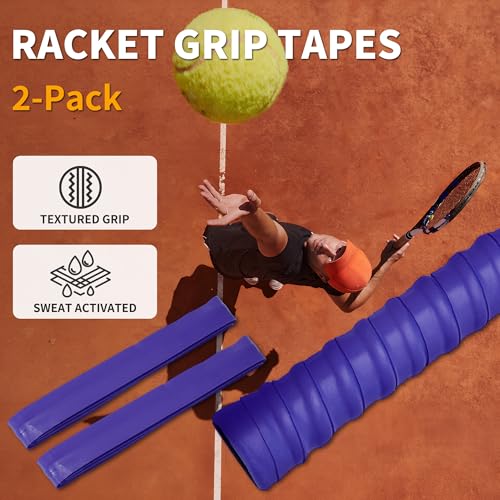 2 Pcs Tennis Racket Grip Tape, Dry Tennis Overgrip Tape, Anti-Slip Absorbent Grip, Racket Overgrip Tape - color: Purple, size: Textured-43.3"x1"x0.03"