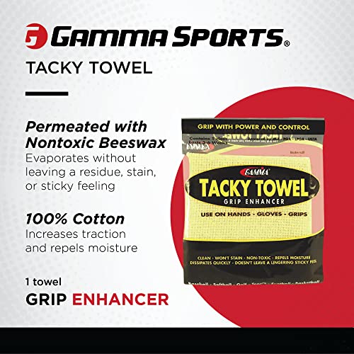 Gamma Tacky Towel for Tennis, Pickleball, Padel, Golf, Baseball, Non-Toxic Grip Enhancer, Improves Control, Long-Lasting Anti-Slip Formula, USTA Approved, 8"x5" - style: Previous Tacky Towel