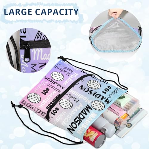 Custom Volleyball Style Drawstring Bag, Personalized Sports Ball Backpack Drawstring Sack Cinch Bags for Team Gift Party Favors, Cut Glitter Pattern - color: Blue