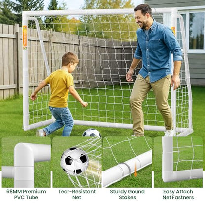 NAIZEA Soccer Goal - 12x6/10x6/8x6/6x4FT Soccer Goals for Backyard, Portable & Weatherproof HPVC Soccers Goal w/Soccer Net Durable Post for Adults & Youth Outdoor's Practice Training