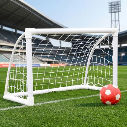 EGREE Portable Soccer Goal for Backyard - 12x6FT/8x6FT/6x4FT Heavy Duty Football Net Goals for Adults & Youth Training, Outdoor PVC Soccer Goal Post with Weatherproof UPVC Frame & Ground Stakes, White - size: 6FT*4FT