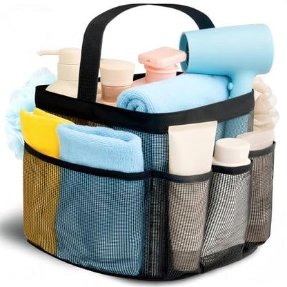 Mesh Shower Caddy Portable for College Dorm Room Essentials for Girls with 9 Pockets,Large-Capacity Shower Basket,Quick Dry Toiletry Tote Bag for Women,Outdoor Gym,Travel,Swim,Beach Camping Essentials