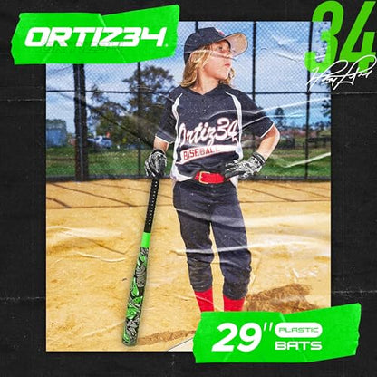 Ortiz34 Bat & Ball Set - Graffiti Plastic Bat & Ball Homerun Set- David Ortiz Backyard Baseball Set for Youth, Kids, Teenagers, Adults (Bat & Ball Set, Blue) - color: Green/Purple, style: Bat & Ball Set