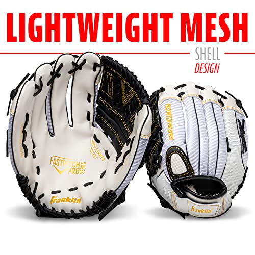 Franklin Sports Girls Softball Glove-Women's Windmill Fastpitch+Slowpitch Softball Glove-Right and Left Hand-Adult - color: White/Gold, size: 12"